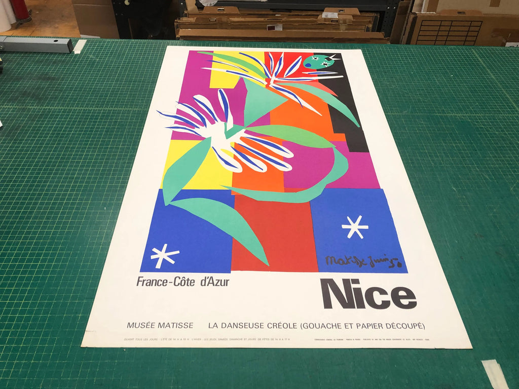 Original lithograph poster by Henri Matisse titled La Danseuse Creole from 1965 featuring vibrant, expressive dance illustrations.