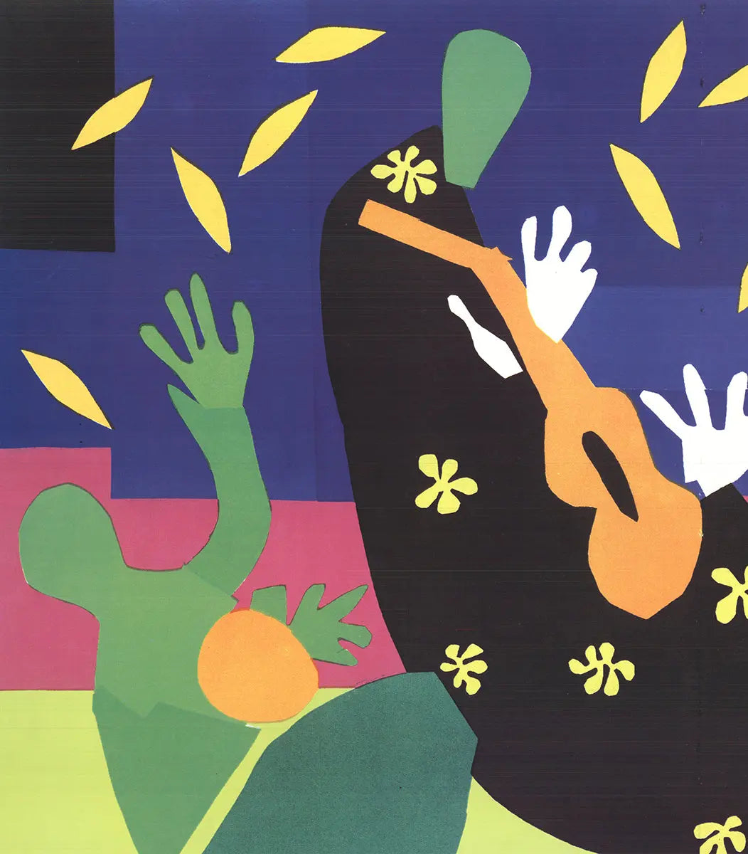 Henri Matisse La Tristesse du Roi 1990 offset lithograph art poster featuring vibrant abstract design and bold colors.