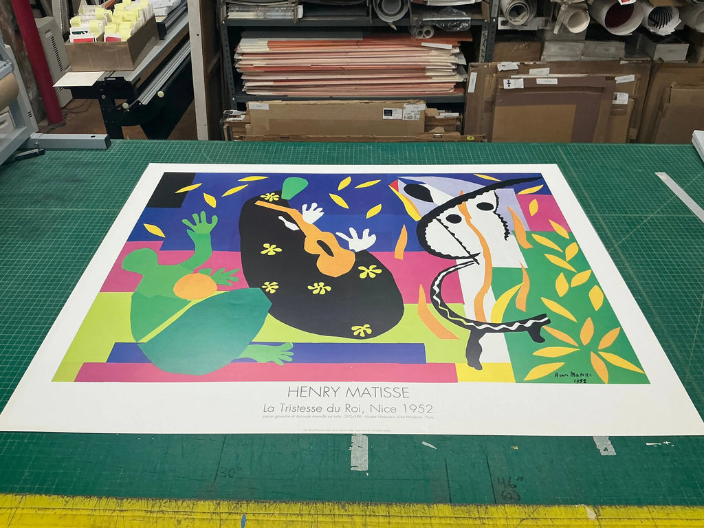 Henri Matisse La Tristesse du Roi 1990 offset lithograph art poster, showcasing vibrant colors and abstract design.