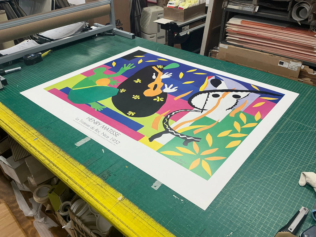 Henri Matisse La Tristesse du Roi 1990 offset lithograph art poster, featuring bold colors and abstract shapes by the artist.