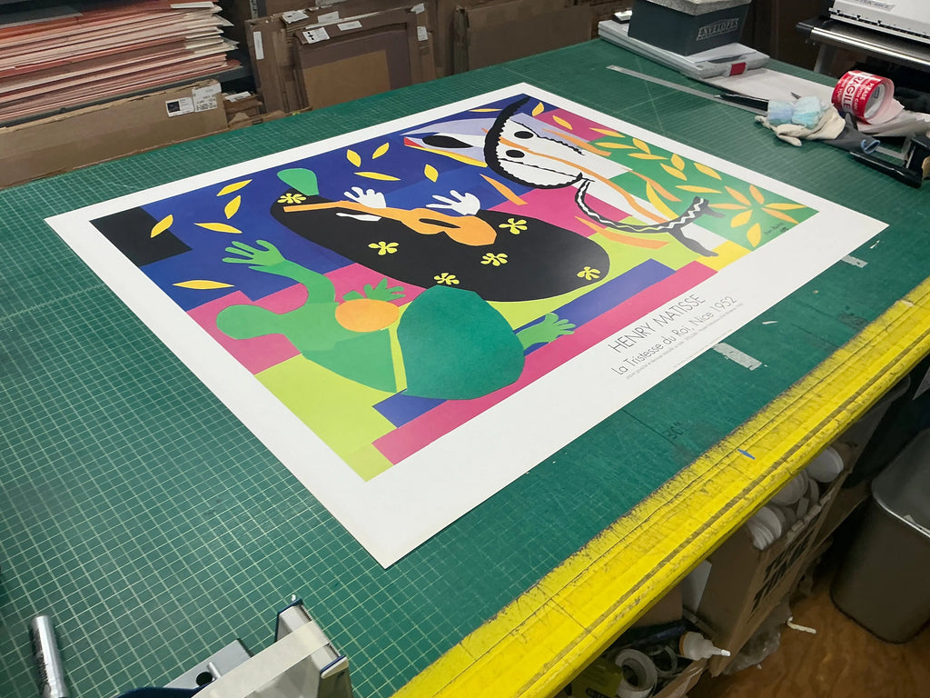 Henri Matisse La Tristesse du Roi 1990 offset lithograph art poster, vibrant abstract design, displayed on a white background.