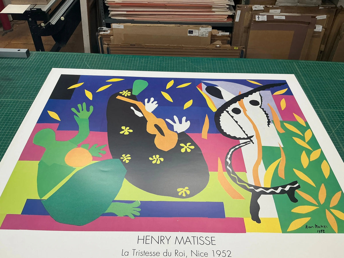 Henri Matisse La Tristesse du Roi 1990 offset lithograph art poster, featuring vibrant colors and abstract design.