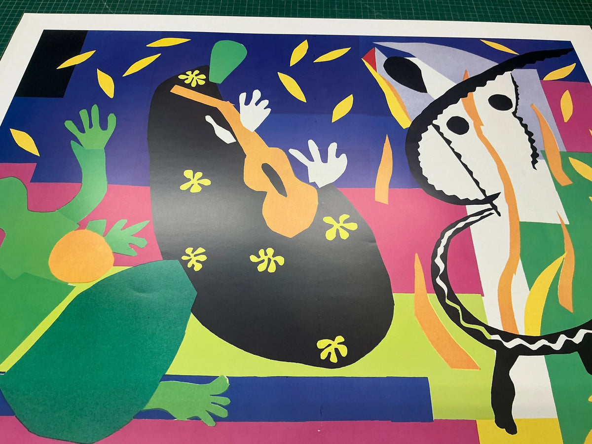Henri Matisse La Tristesse du Roi 1990 offset lithograph art poster featuring bold colors and abstract design.