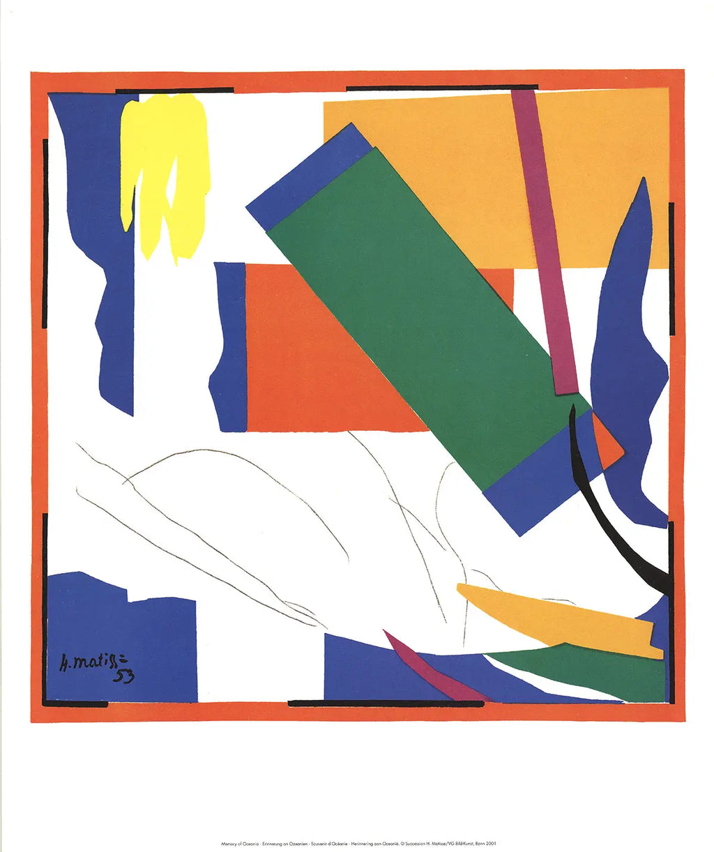 Henri Matisse Memory of Oceania offset lithograph abstract art poster showcasing vibrant colors and fluid shapes on paper.