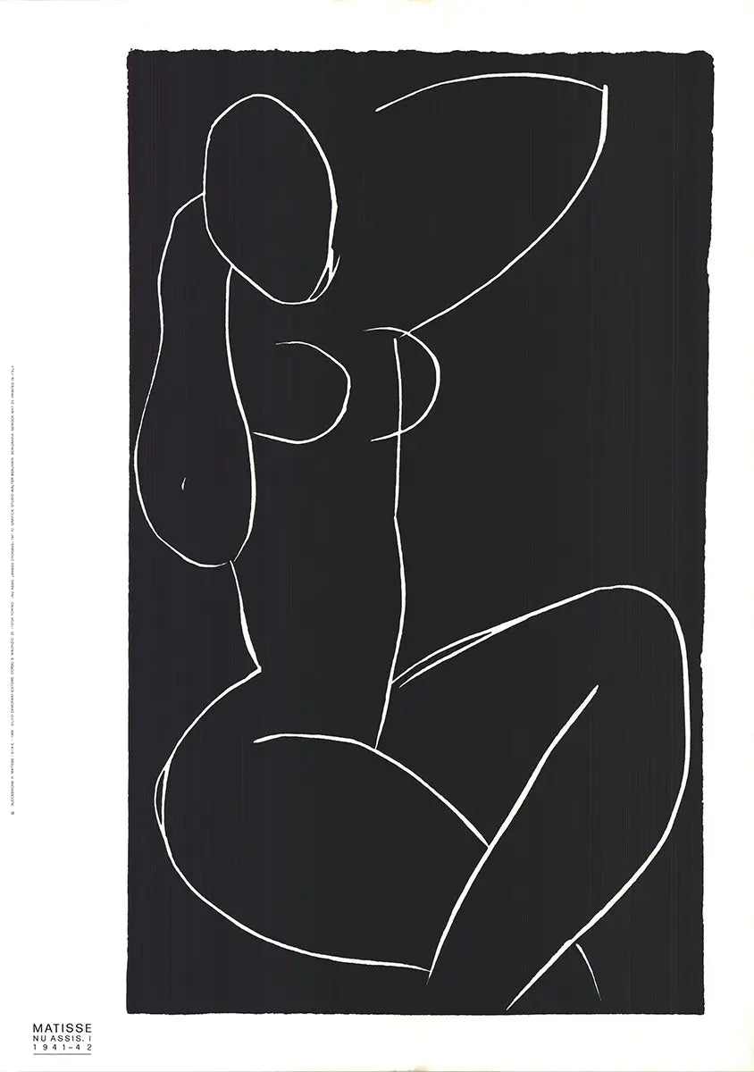 Large Henri Matisse Nu Assis I 1989 serigraph art poster featuring the reclining female figure by the renowned artist.