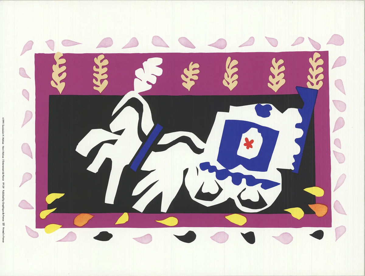 Henri Matisse Pierrot's Funeral jazz serigraph art print showcasing vibrant colors and expressive figures from the portfolio.