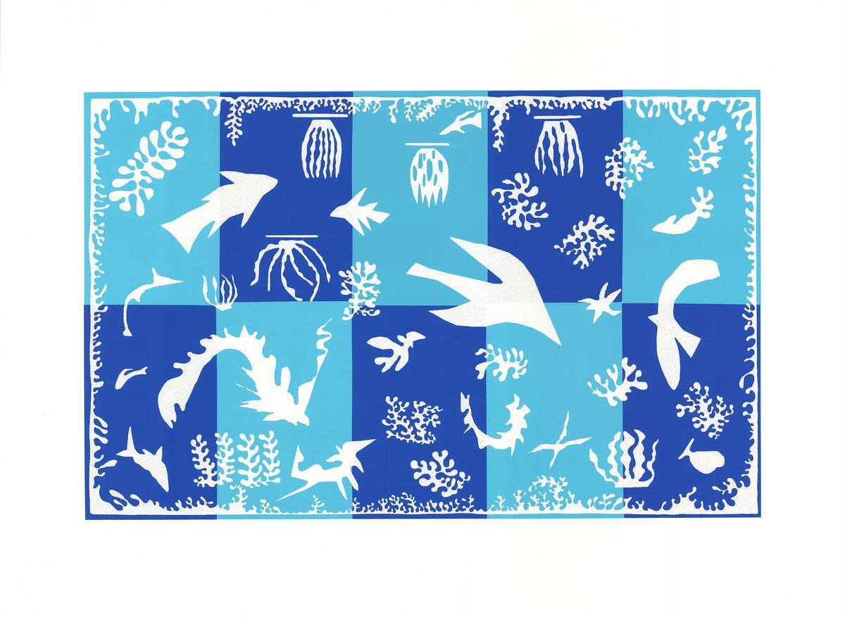 Henri Matisse Polynesie La Mer abstract marine serigraph art poster featuring vibrant ocean-inspired colors and flowing sea forms.