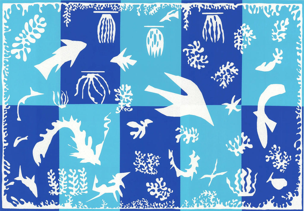 Henri Matisse Polynesie La Mer abstract marine serigraph art poster featuring vibrant ocean-inspired colors and flowing shapes.