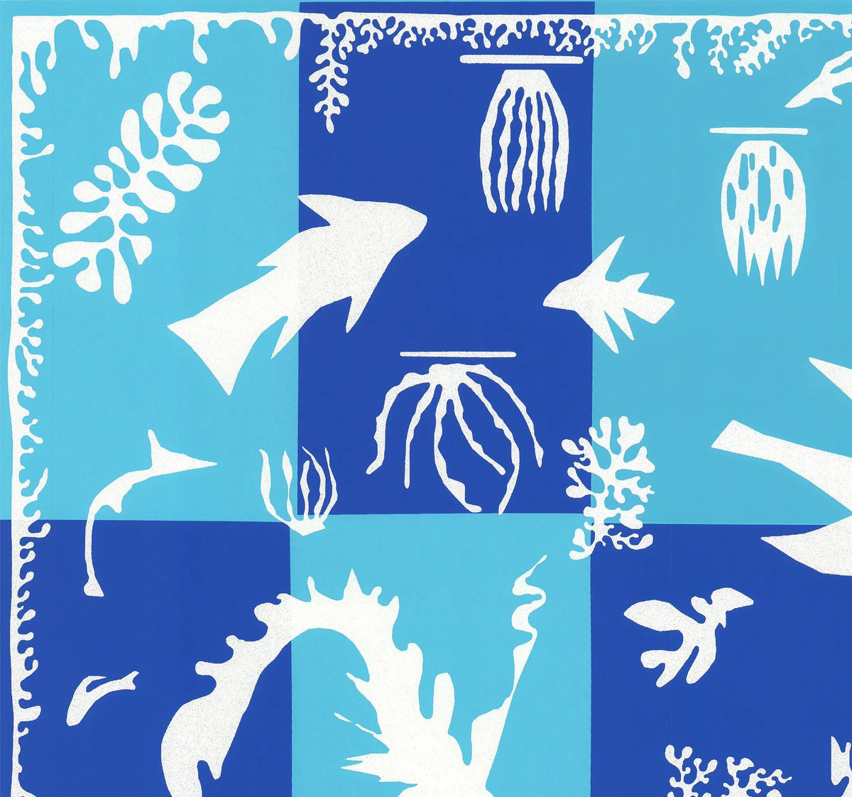 Henri Matisse Polynesie La Mer abstract marine serigraph art poster featuring vibrant ocean-inspired colors and organic shapes.