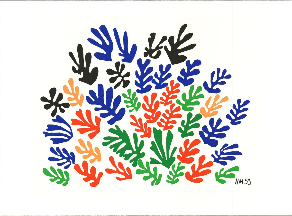 Henri Matisse Spray of Leaves limited edition serigraph print from 2010, featuring vibrant leaf designs in a colorful arrangement.