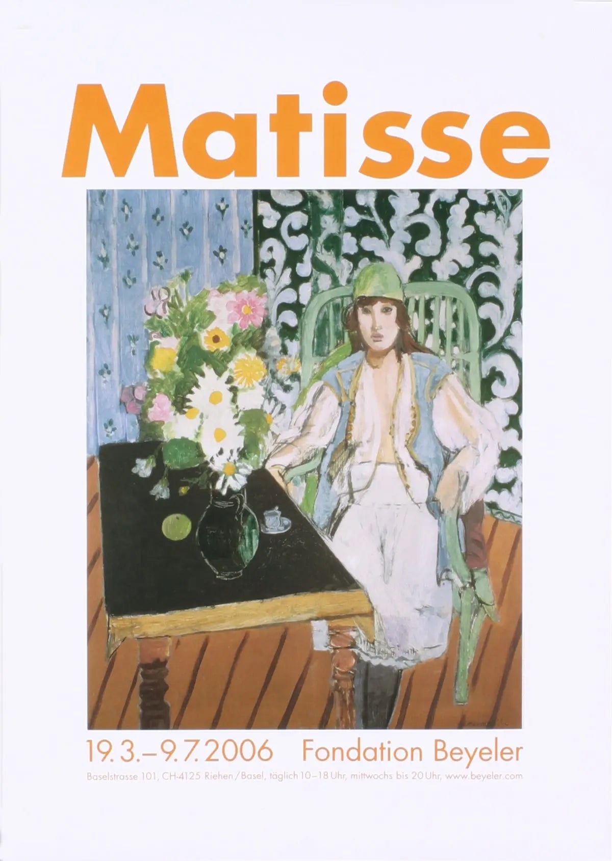 Henri Matisse The Black Table exhibition poster featuring vibrant artwork, displayed at Fondation Beyeler.