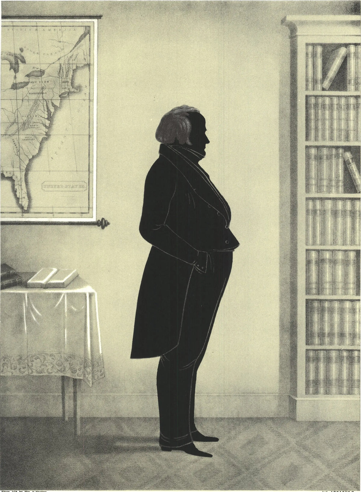 Henry Brown Daniel Webster 1965 portrait offset lithograph art print showing a detailed portrait of the American statesman.
