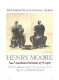 Henry Moore lithograph poster titled "200 Years of American Growth" from 1975, featuring abstract artistic design and bold imagery.