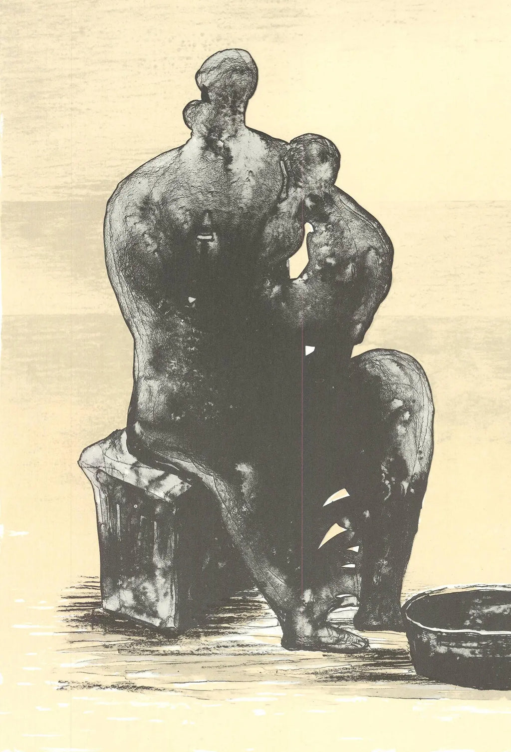 Henry Moore 1975 lithograph poster titled "200 Years of American Growth" featuring abstract artwork and bold design elements.