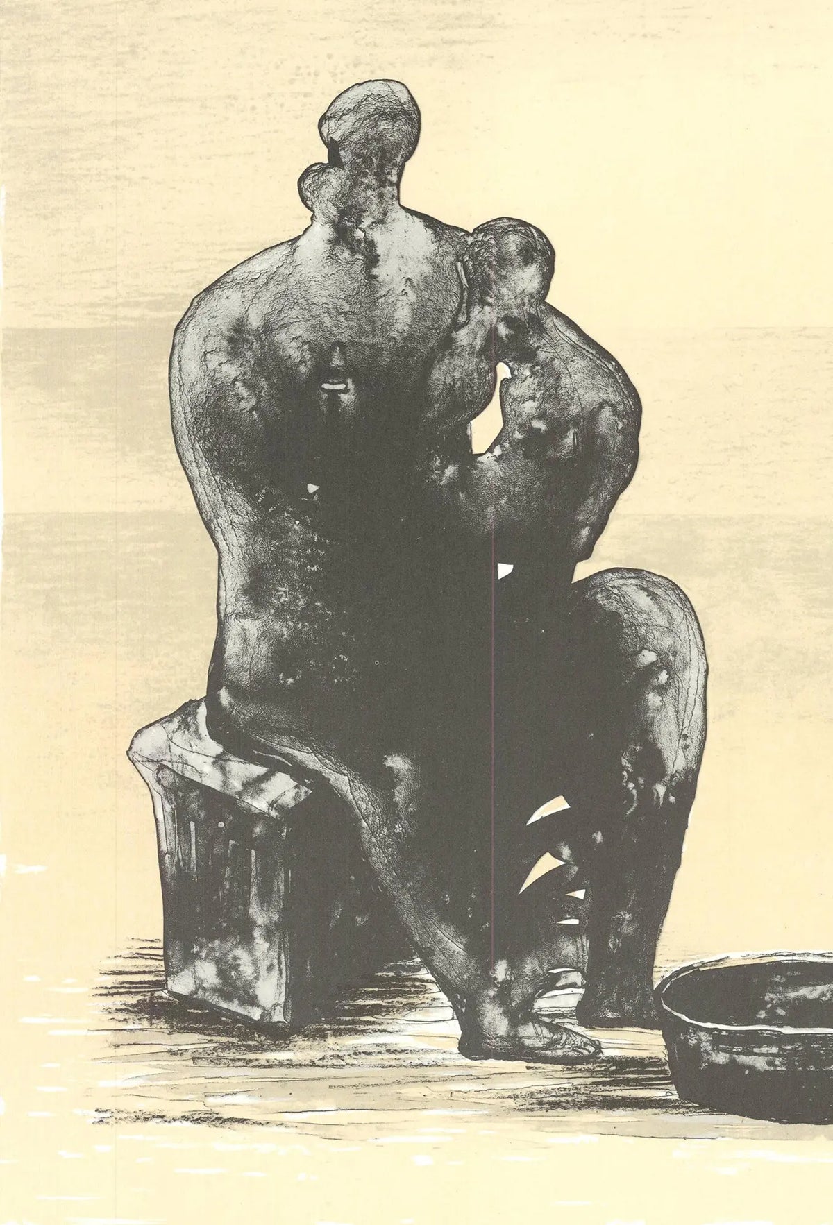 Henry Moore 1975 lithograph poster titled "200 Years of American Growth" featuring abstract artwork and bold design elements.