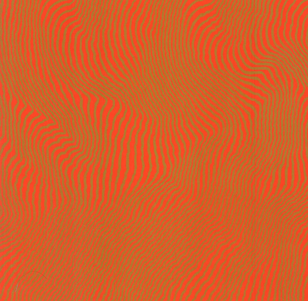 Henry Pearson signed Nue Orange 1975 abstract serigraph art print featuring vibrant orange and geometric shapes on paper.