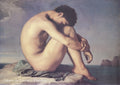 Portrait of Hippolyte Flandrin by the Sea, 1989 Louvre exhibition poster featuring Flandrin’s classical style artwork.
