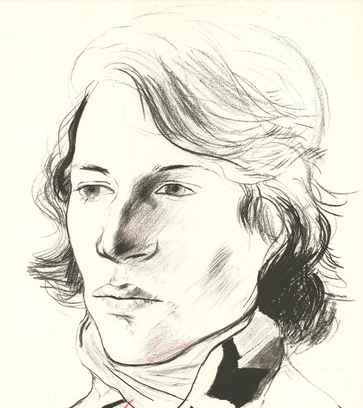 Vintage David Hockney exhibition poster print of Peter with scarf from 1977, showcasing his distinctive artistic style.