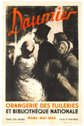 Original 1934 Daumier Orangerie Paris stone lithograph exhibition poster featuring Honoré Daumier's artwork.
