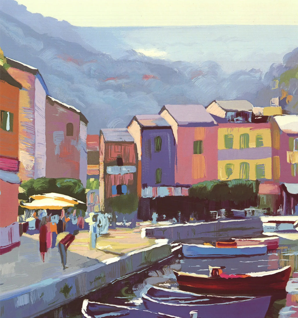 Howard Behrens Memories of Italy 1993 Mediterranean landscape art poster depicting scenic Italian coastal views and vibrant colors.