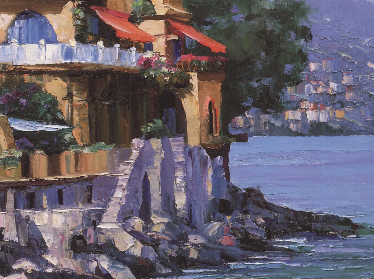 Howard Behrens Portofino Villa Italian Riviera Mediterranean art print poster showcasing scenic coastal views and vibrant Mediterranean scenery.