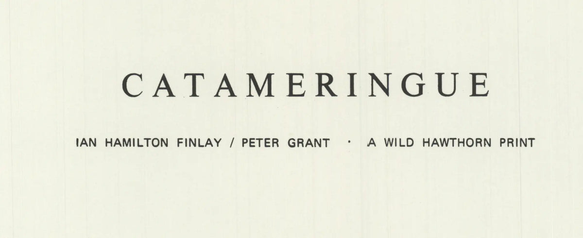 Original limited edition serigraph print by Ian Hamilton Finlay titled "Catameringue" from 1970, showing abstract artwork with vibrant colors.