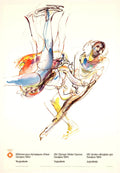 Original 1984 Sarajevo Winter Olympics figure skating poster by Ismar Mujezinović, featuring artistic depiction of figure skaters.