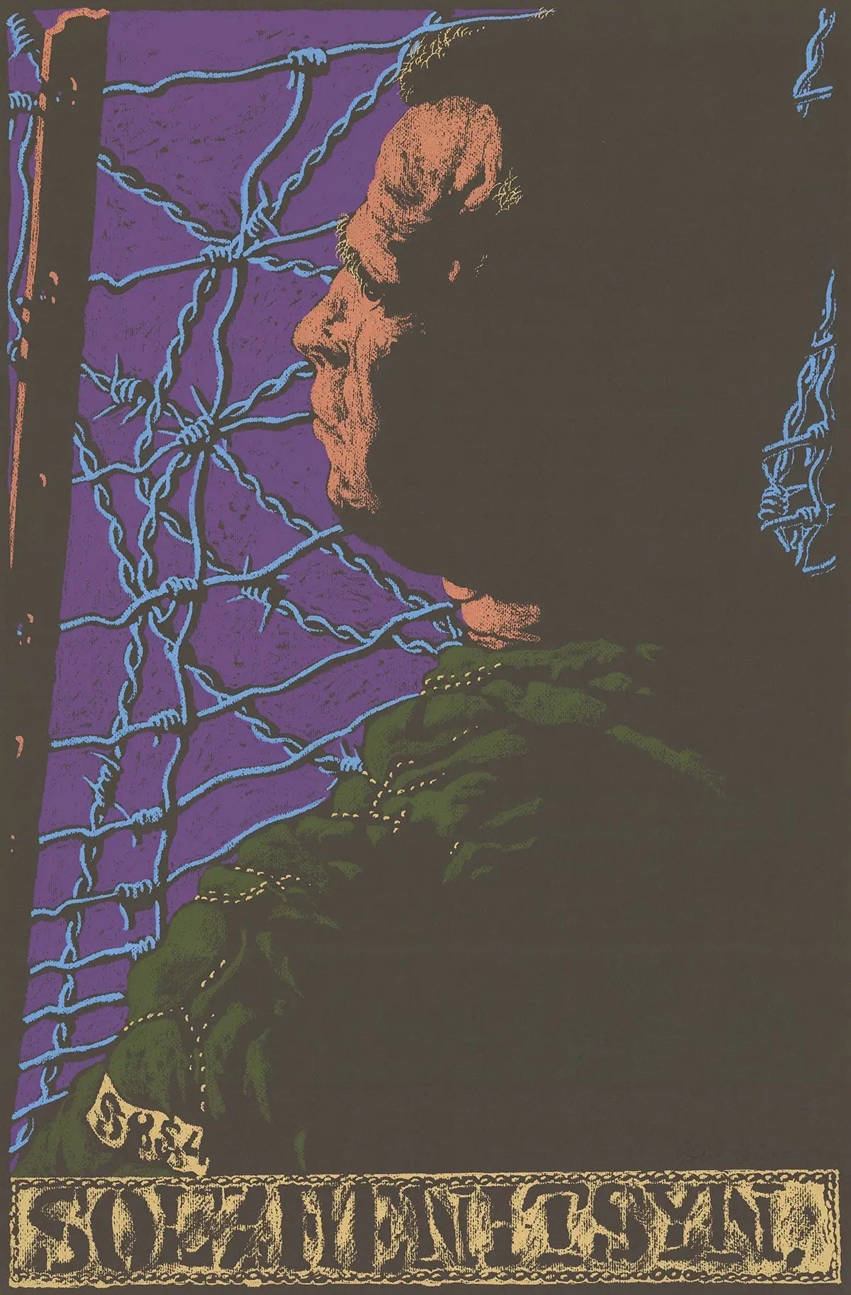Signed Jack Beal serigraph print of Solzhenitsyn, Russian limited edition artwork from 1971, featuring detailed print and signature.