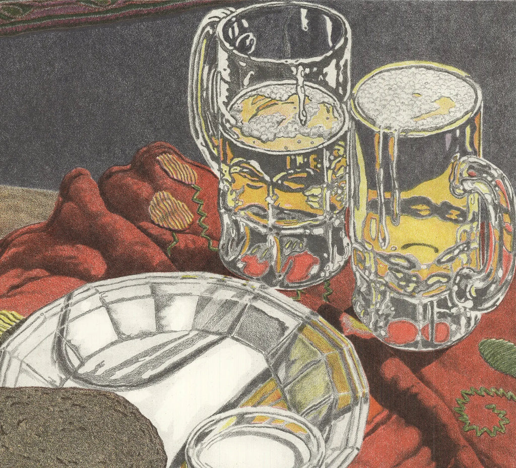 Original Jack Beal Wisconsin Still Life 1977 lithograph poster showcasing a detailed still life artwork by the artist.