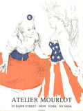 Jack Levine lithograph poster of Marianne and the Goddess of Liberty from 1967, featuring detailed artwork and vibrant colors.