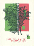 Signed original lithograph print by Jack Perlmutter featuring American Dance Festival 1983 artwork, showcasing vibrant dance imagery.