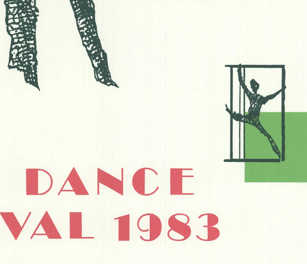 Vintage lithograph art poster by Jack Perlmutter for the 1983 American Dance Festival, featuring vibrant dance-inspired imagery.