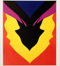 Original abstract lithograph poster by Jack Youngerman, featuring vibrant geometric shapes from the 1971 Pace Columbus series.