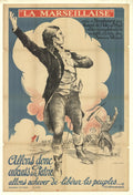 French WWI propaganda poster by Jacques Carlu, titled La Marseillaise 1915, featuring patriotic imagery and bold text.