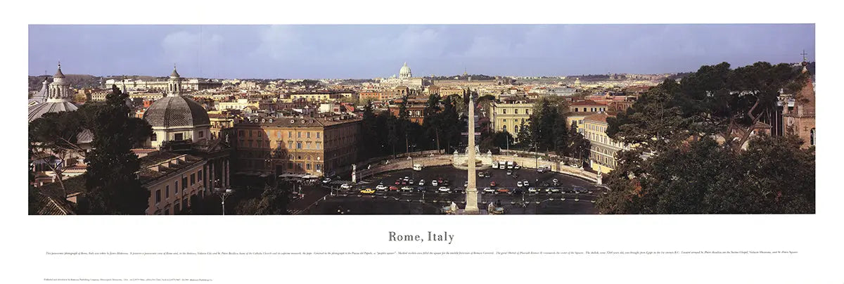 James Blakeway Rome Italy 1994 panoramic cityscape offset lithograph poster showing historic skyline and landmarks.