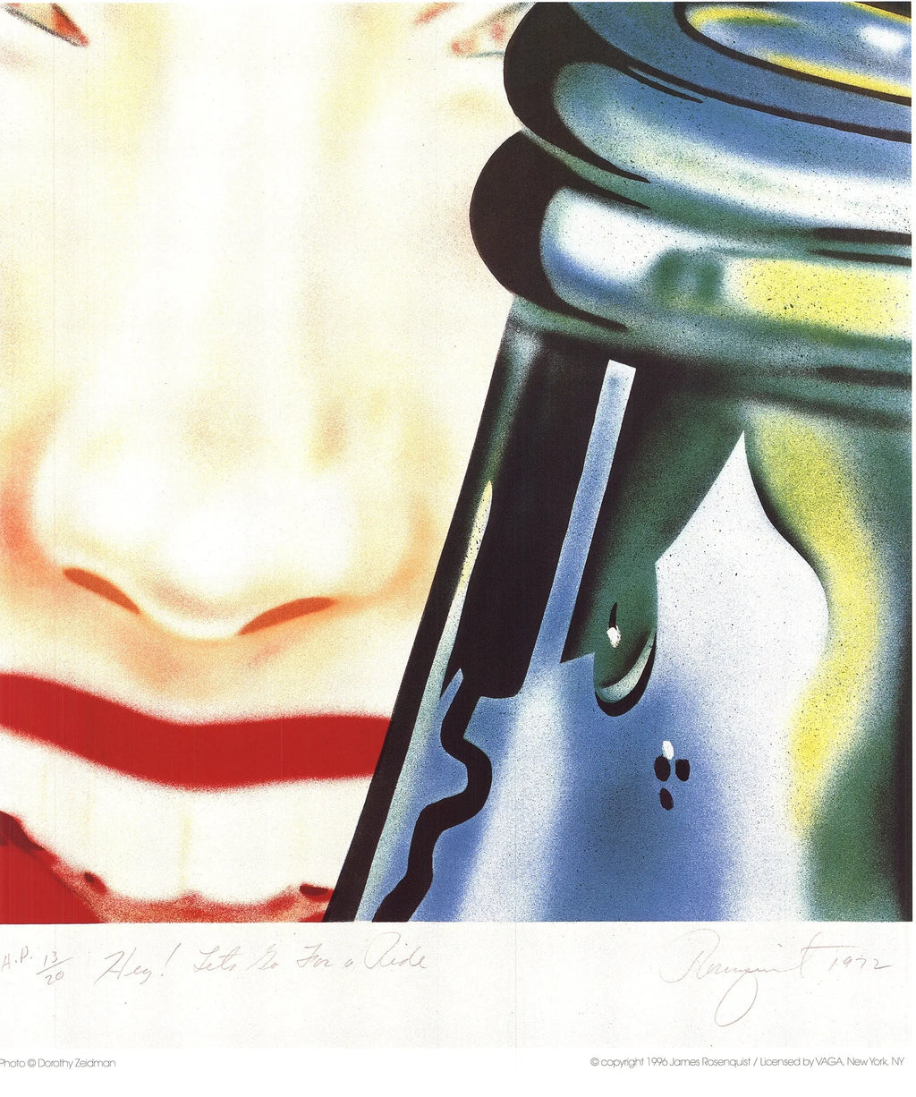 James Rosenquist Hey Let's Go for a Ride 1992 pop art lithograph, colorful artwork by the renowned artist.