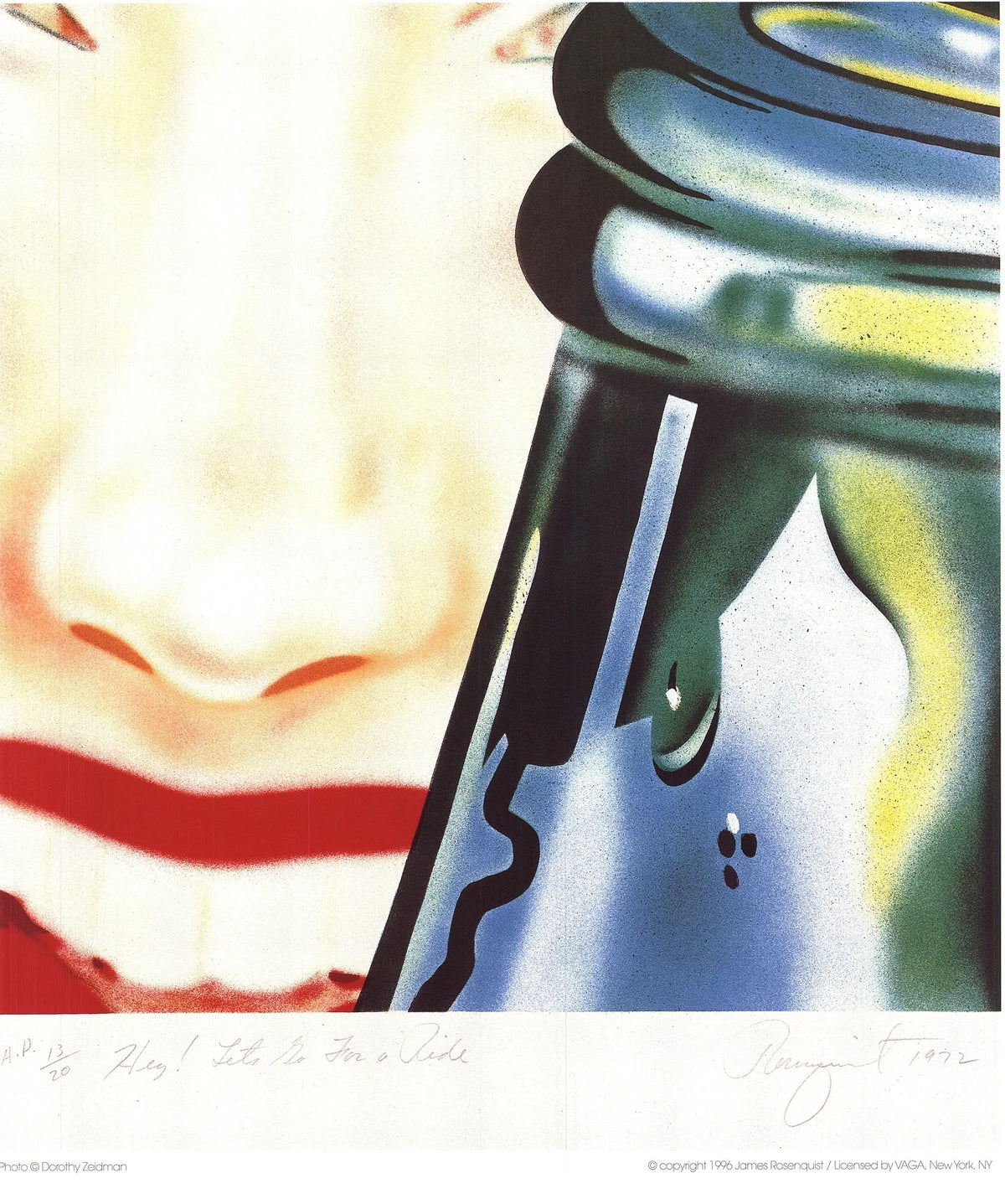 James Rosenquist Hey Let's Go for a Ride 1992 pop art lithograph, colorful artwork by the renowned artist.
