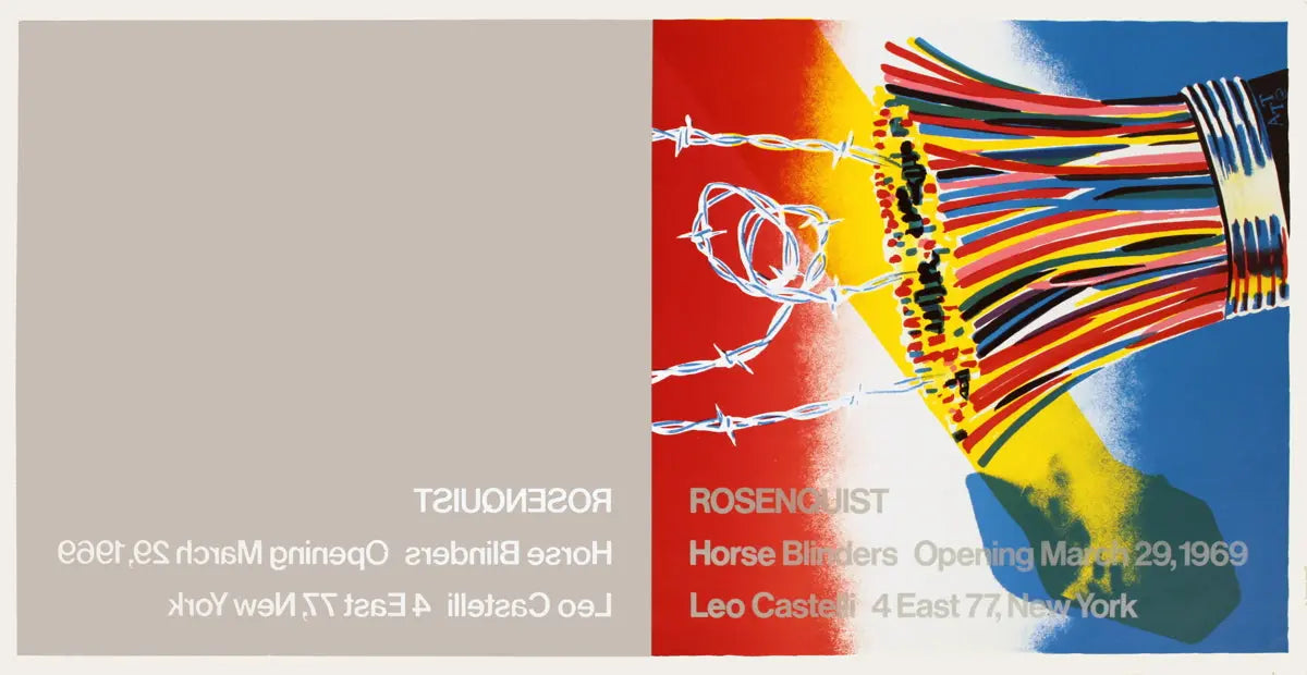 Original James Rosenquist Horse Blinders 1969 pop art exhibition poster featuring bold, colorful imagery and vintage design elements.