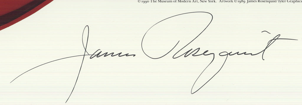 James Rosenquist signed Space Dust 1990 MoMA exhibition offset lithograph, showcasing vibrant abstract artwork by the artist.