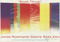 Signed James Rosenquist Slush Thrust 1970 offset lithograph exhibition poster, featuring bold abstract artwork and vibrant colors.