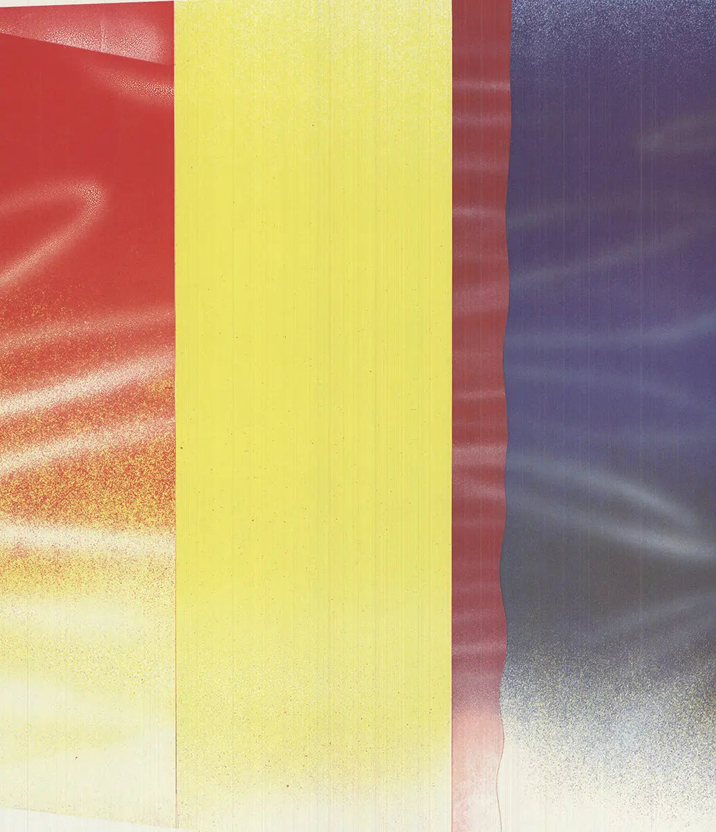 James Rosenquist Slush Thrust 1970 signed offset lithograph exhibition poster featuring bold abstract artwork and vibrant colors.