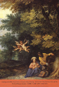 Jan Brueghel The Rest on the Flight into Egypt poster featuring detailed classical artwork and serene biblical scene.