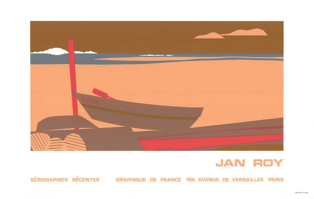 Jan Roy Cape Cod Coast 1984 original serigraph coastal poster showcasing scenic Cape Cod shoreline and ocean views.