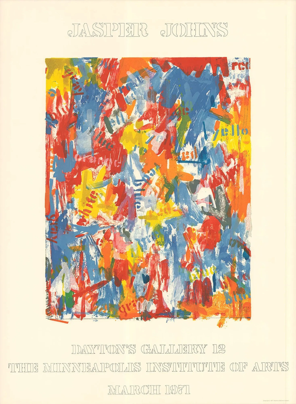 Jasper Johns Dayton's Gallery 12 original 1971 offset lithograph poster featuring abstract artwork by Jasper Johns.