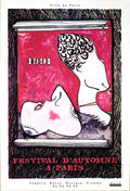 Jasper Johns Festival d'Automne Paris 1991 original serigraph poster on linen featuring abstract artwork by Jasper Johns.