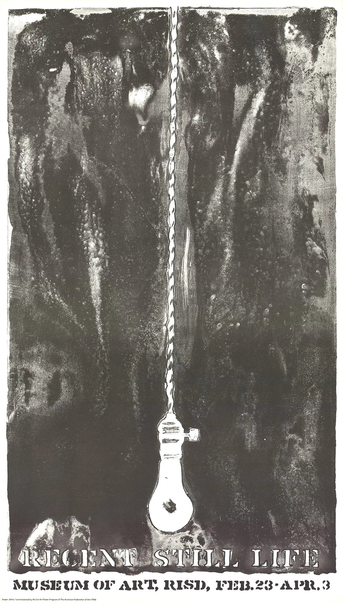 Jasper Johns Recent Still Life Light Bulb 1968 original lithograph showing a light bulb with abstract background art.