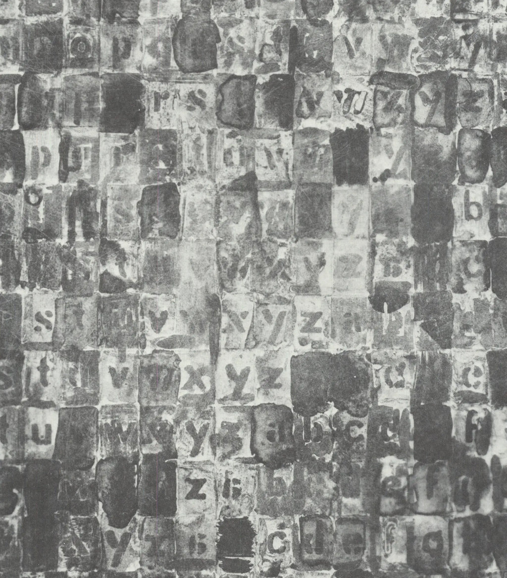 Jasper Johns signed Alphabets 1987 original offset lithograph art poster featuring colorful alphabet designs.