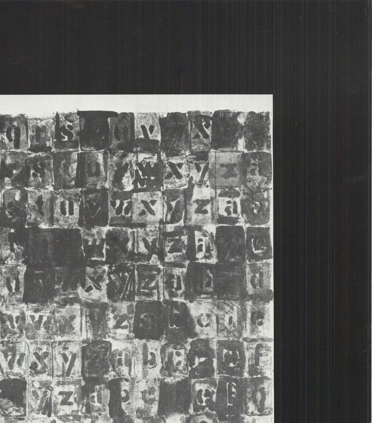 Jasper Johns signed Alphabets 1987 original offset lithograph art poster showcasing colorful alphabet designs and signature detail.