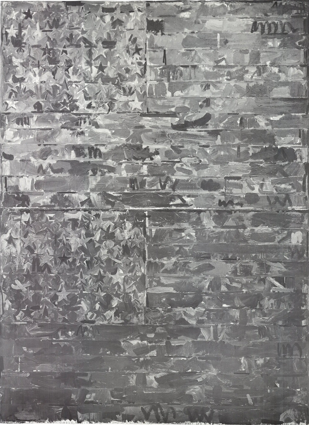 Jasper Johns Two Flags 1969 original exhibition offset lithograph poster showing two American flags by Jasper Johns.
