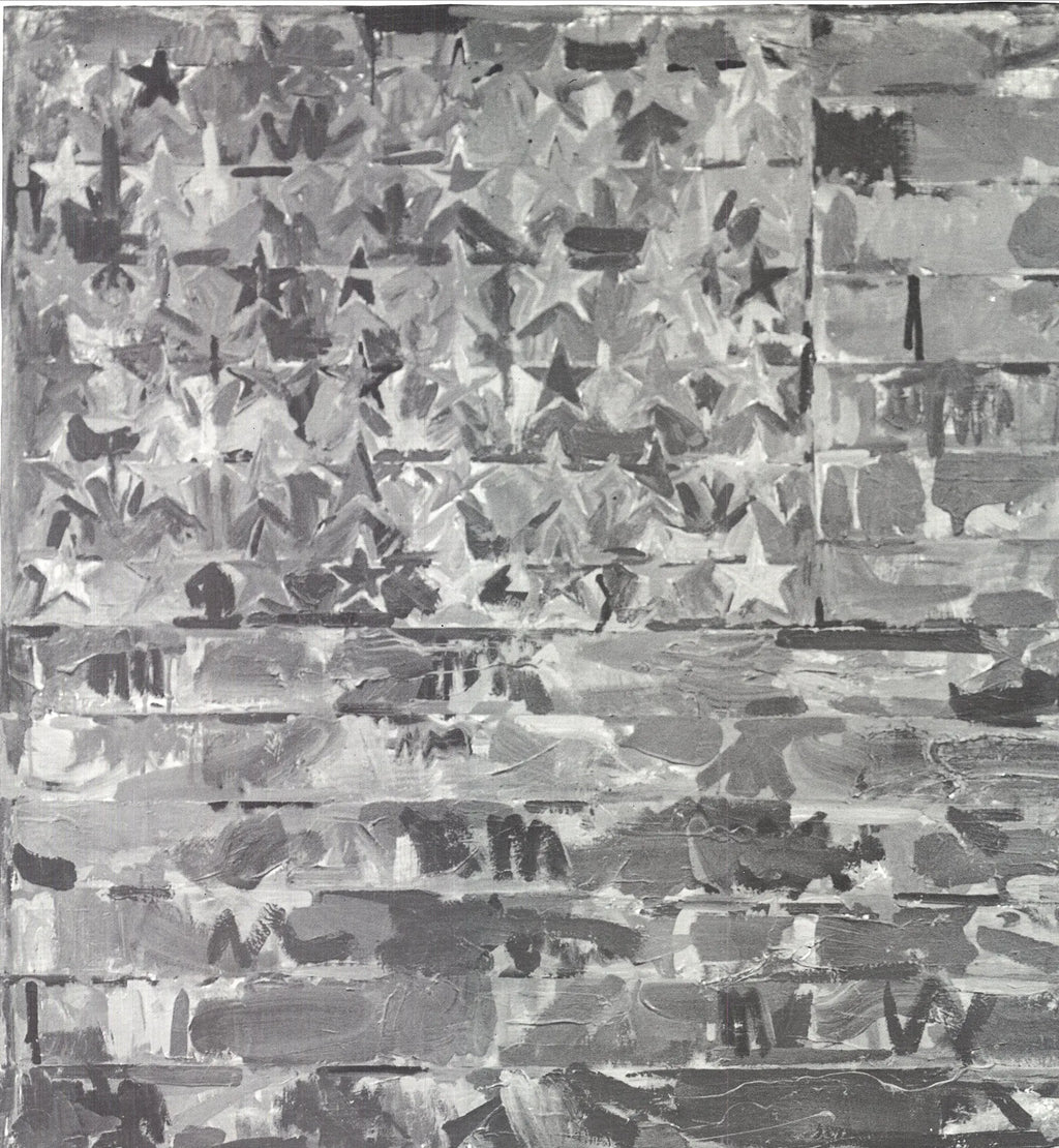 Jasper Johns Two Flags 1969 original exhibition offset lithograph poster featuring the American flags in bold, graphic artwork.
